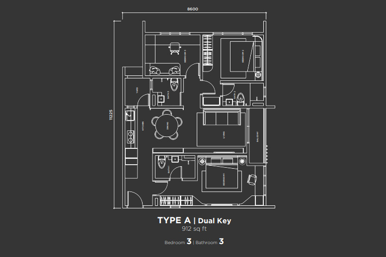 Summer Suites Type A · Dual Key floor plan
